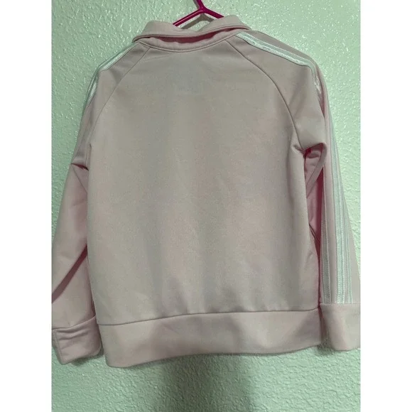 Adidas Tracksuit Set Size 4 Pink White Stripe Zip Up Jacket Pants Kids - Picture 9 of 12